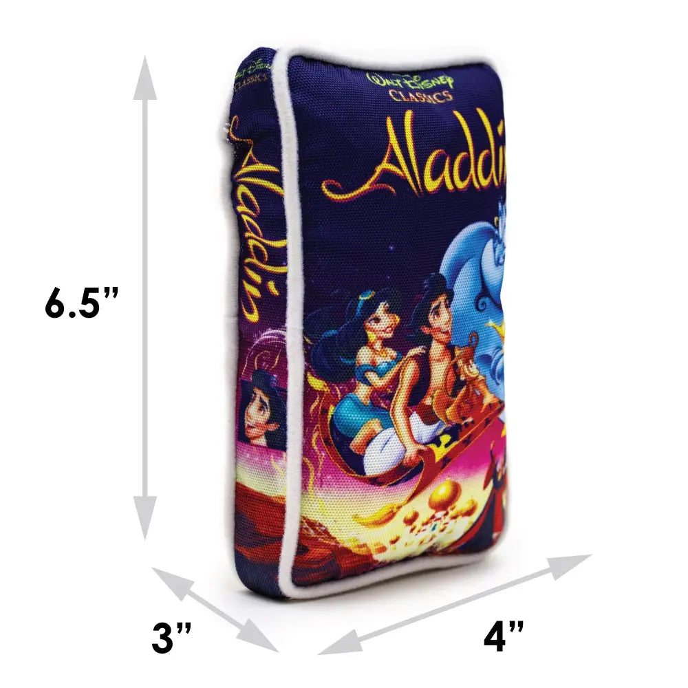 Dog Toy Squeaker Plush - Disney Aladdin VHS Tape Replica Dog Toy Squeaky Plush