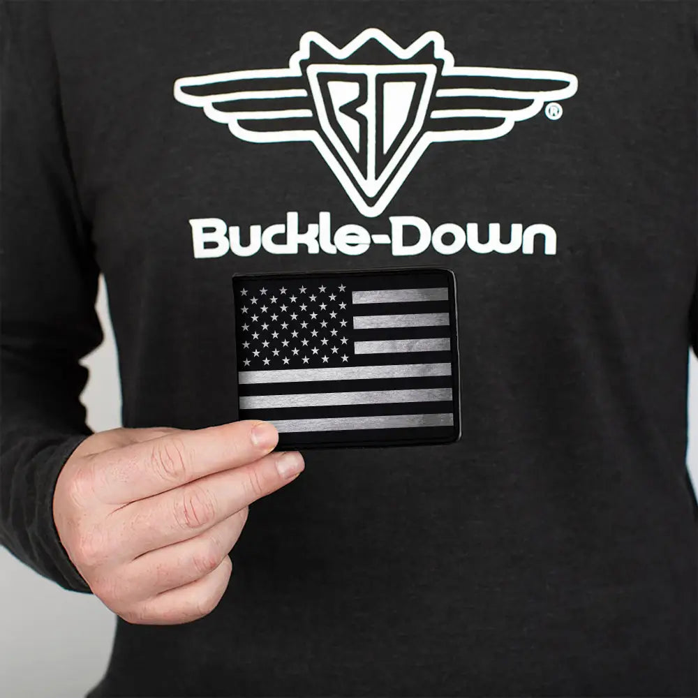 Bi-Fold Wallet - American Flag Weathered Black White Bi-Fold Wallets