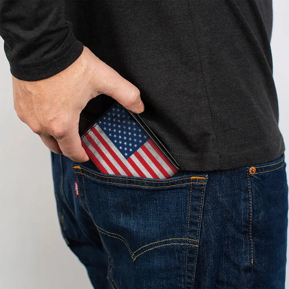 Bi-Fold Wallet - American Flag Distressed Bi-Fold Wallets