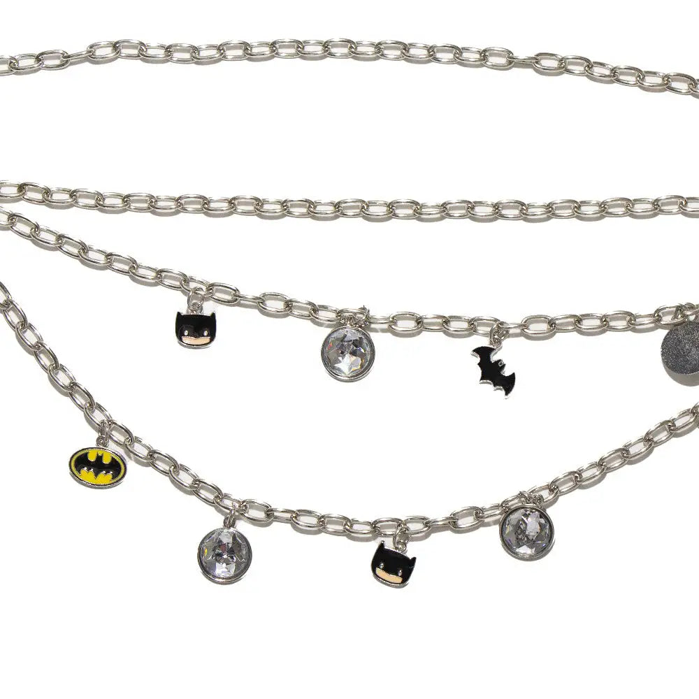 Metal Chain Belt - Silver Chain with Chibi Batman and Bat Charms Metal Chain Belts