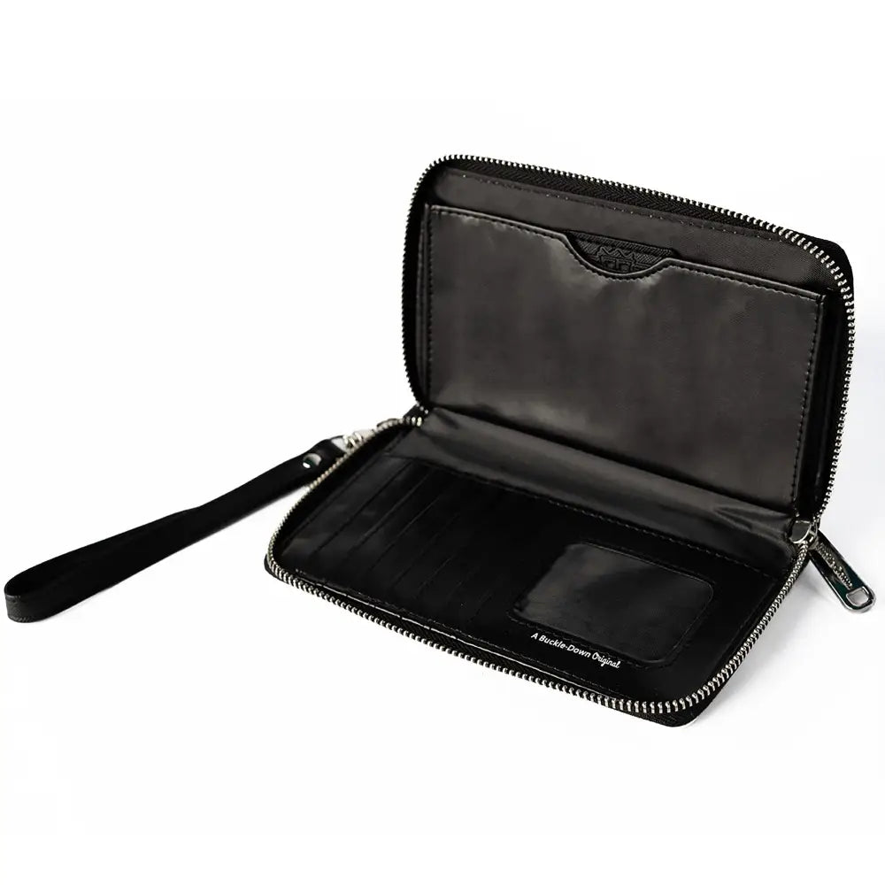 PU Zip Around Wallet Rectangle - Batman Bat Signal Stacked and Centered Yellow/Black Clutch Zip Around Wallets