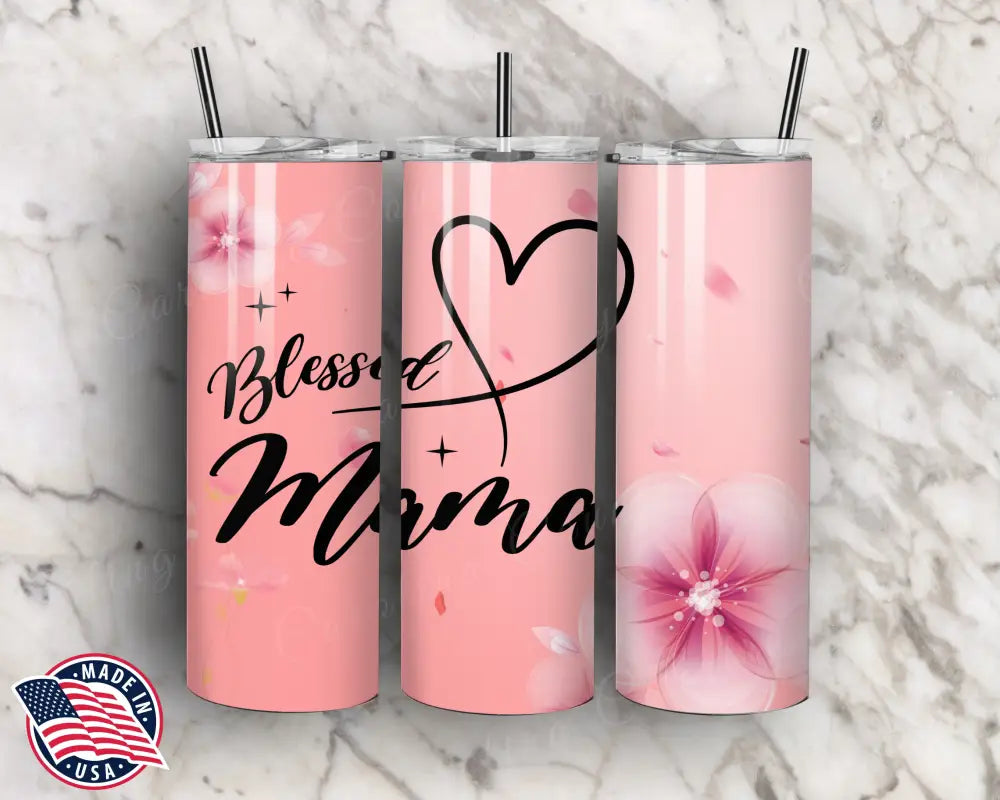 Blessed Mama – Pink Tumbler