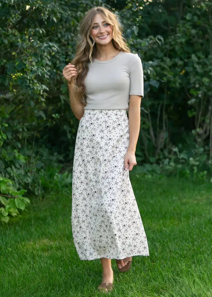 Braylyn Brown Floral Midi Skirt - FINAL SALE - IC Skirts