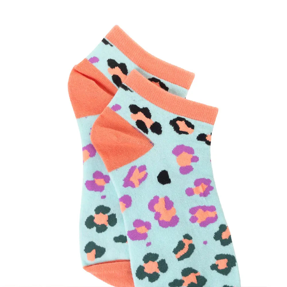 Candy Leopard Lacy Ankle Socks In Sky Blue - Socks