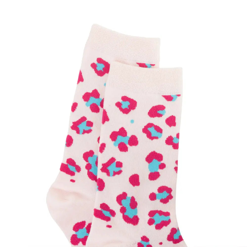 Candy Leopard Lacy Socks In Light Pink - Socks