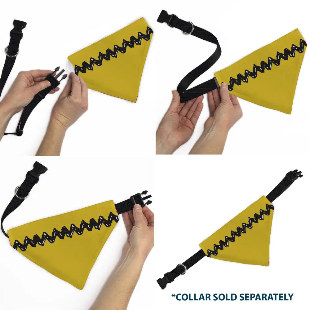 Pet Bandana - Peanuts Charlie Brown Zig Zag Stripe Yellow/Black Pet Bandanas