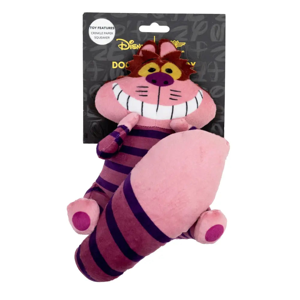 Dog Toy Squeaker Plush - Alice in Wonderland Cheshire Cat Sitting Full Body Pose Dog Toy Squeaky Plush