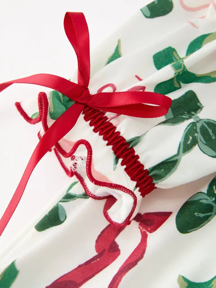 Christmas Girls Holly Jolly Bow Smocked Ruffle Dress - Dress