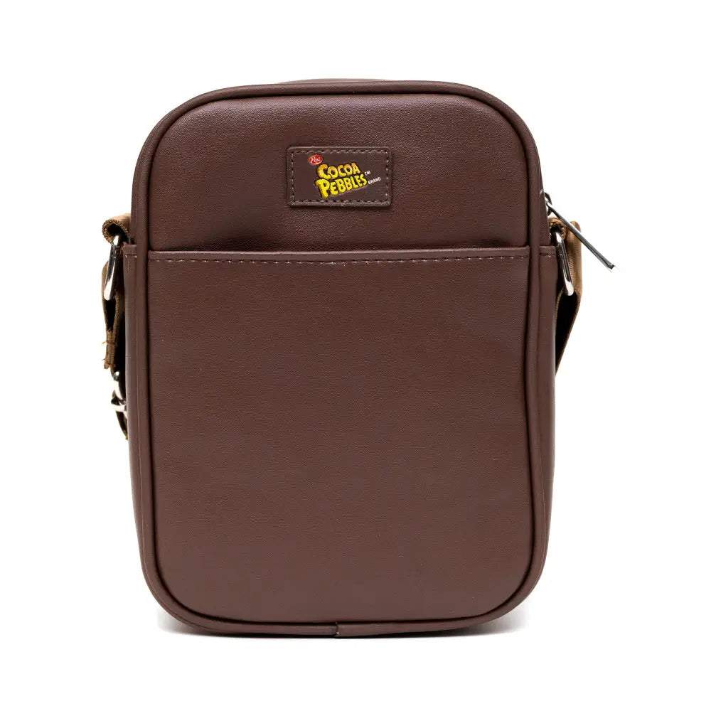 The Flintstones Bag Cross Body Cocoa Pebbles Fred and Barney Cereal Box Replica Brown Vegan Leather Crossbody Bags