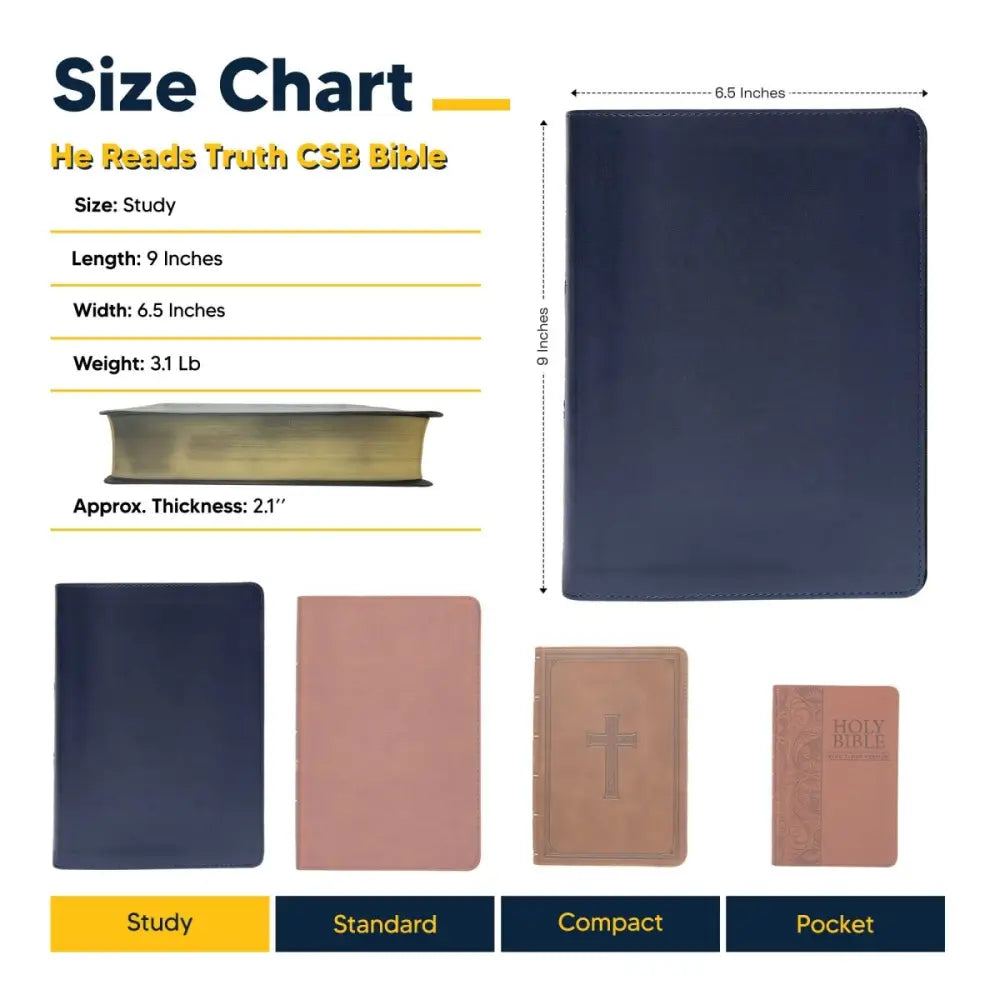 CSB Study Size Holy Bible Medium Print Blue Bible