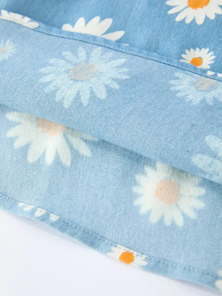 Spring Daisy Girls’ Blue Denim Dress Dress