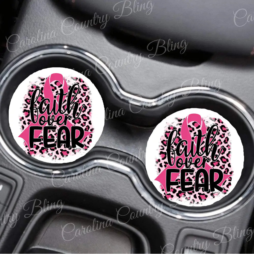 Faith Over Fear – Pink Car Coaster
