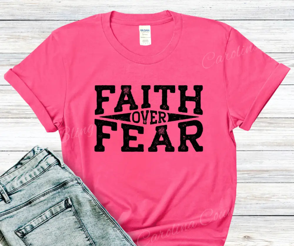 Faith Over Fear – Multi Small / Pink Shirt