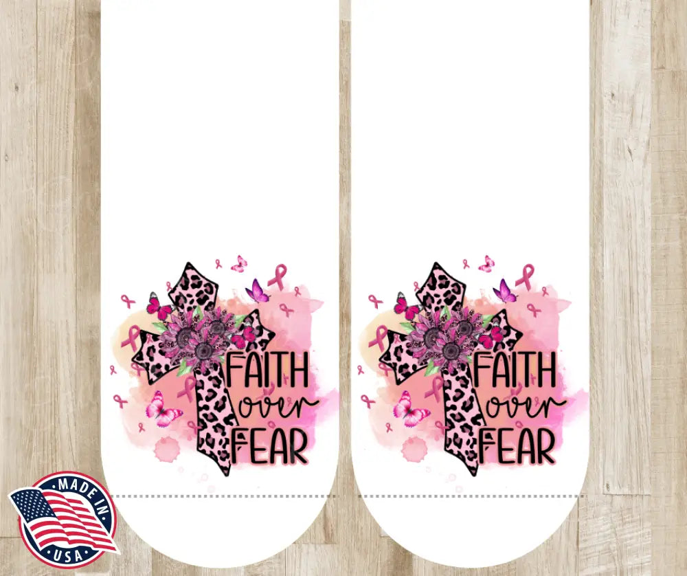 Faith Over Fear – Pink Socks