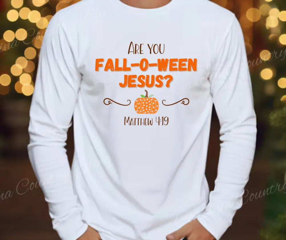 Fall O Ween Jesus – Multi Small / Long / White Long Shirt