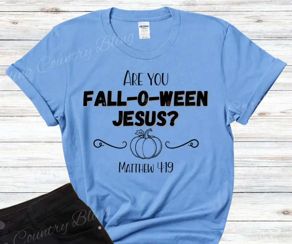 Fall O Ween Jesus – Multi Small / Short / Blue Shirt