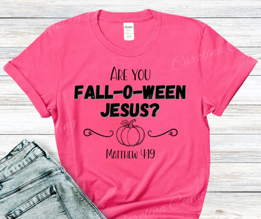 Fall O Ween Jesus – Multi Small / Short / Pink Shirt
