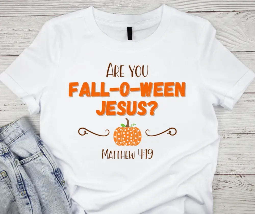 Fall O Ween Jesus – Multi Small / Short / White Shirt Shirt