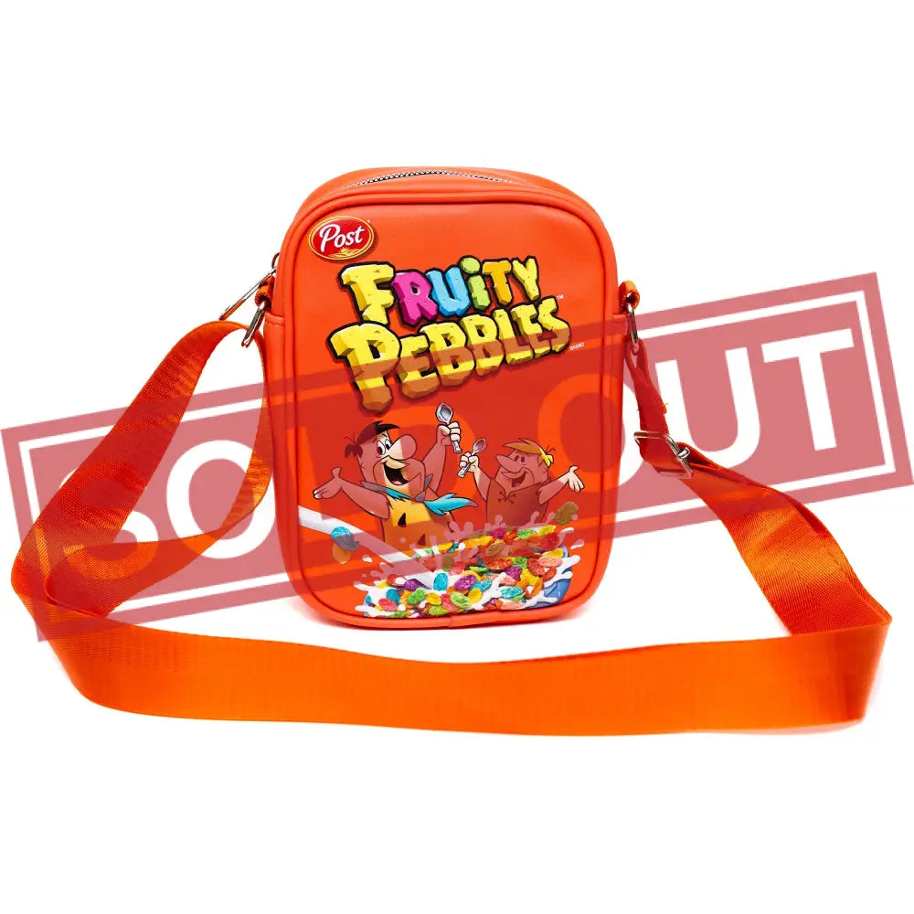 The Flintstones Bag Cross Body Fruity Pebbles Fred and Barney Cereal Box Replica Bright Red Vegan Leather Crossbody Bags