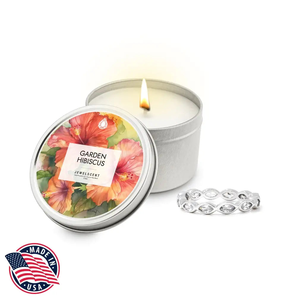 Garden Hibiscus Tin Candle - 5.5 oz - Carolina Country Bling