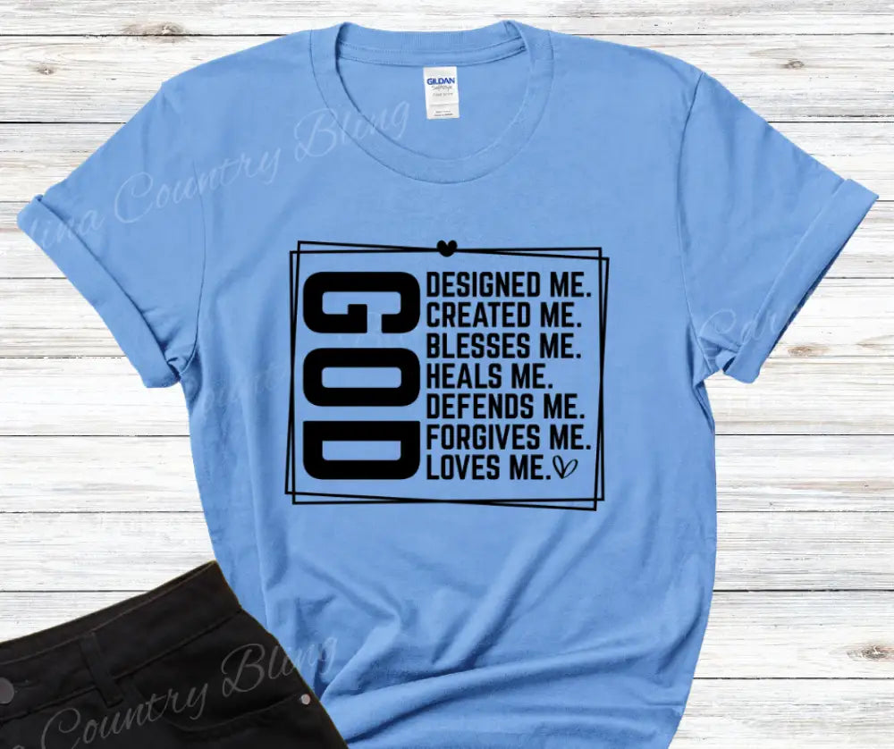 God Loves Me – Multi Small / Blue Shirt