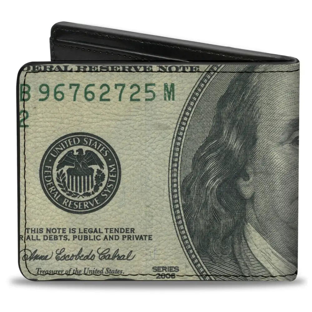 Bi-Fold Wallet - 100 Dollar Bill CLOSE-UP Bi-Fold Wallets