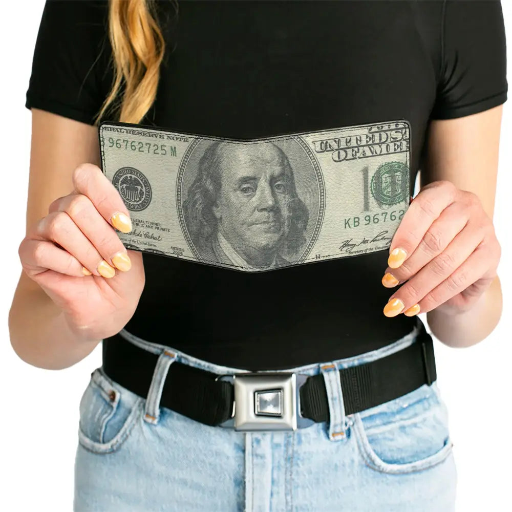 Bi-Fold Wallet - 100 Dollar Bill CLOSE-UP Bi-Fold Wallets