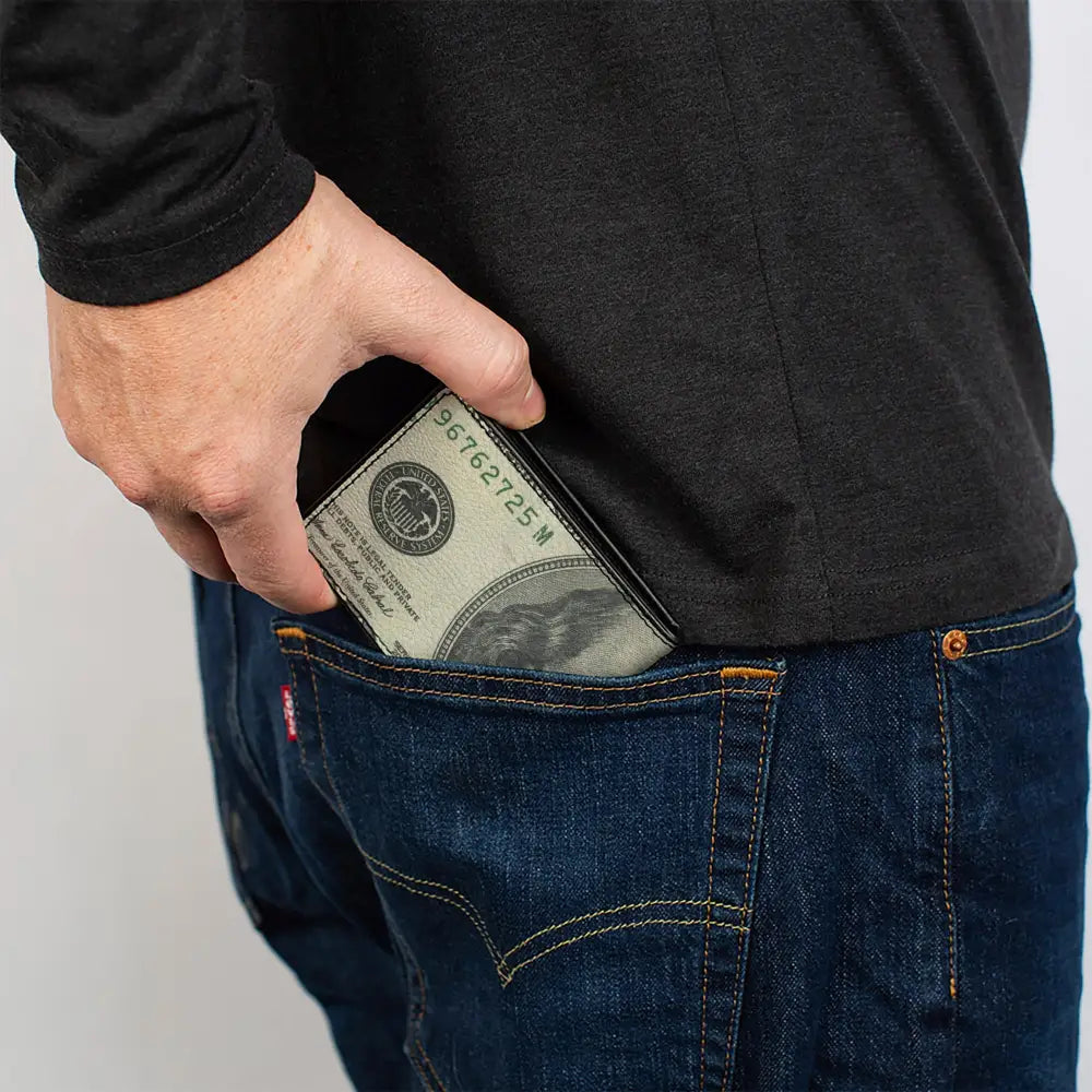 Bi-Fold Wallet - 100 Dollar Bill CLOSE-UP Bi-Fold Wallets