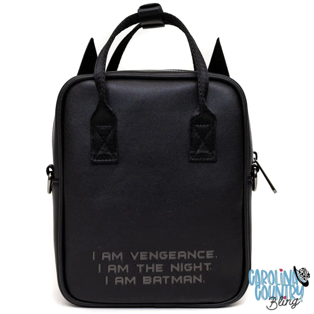 DC Comics Bag Cross Body Batman Embossed Armor Texture Black Vegan Leather Crossbody Bags