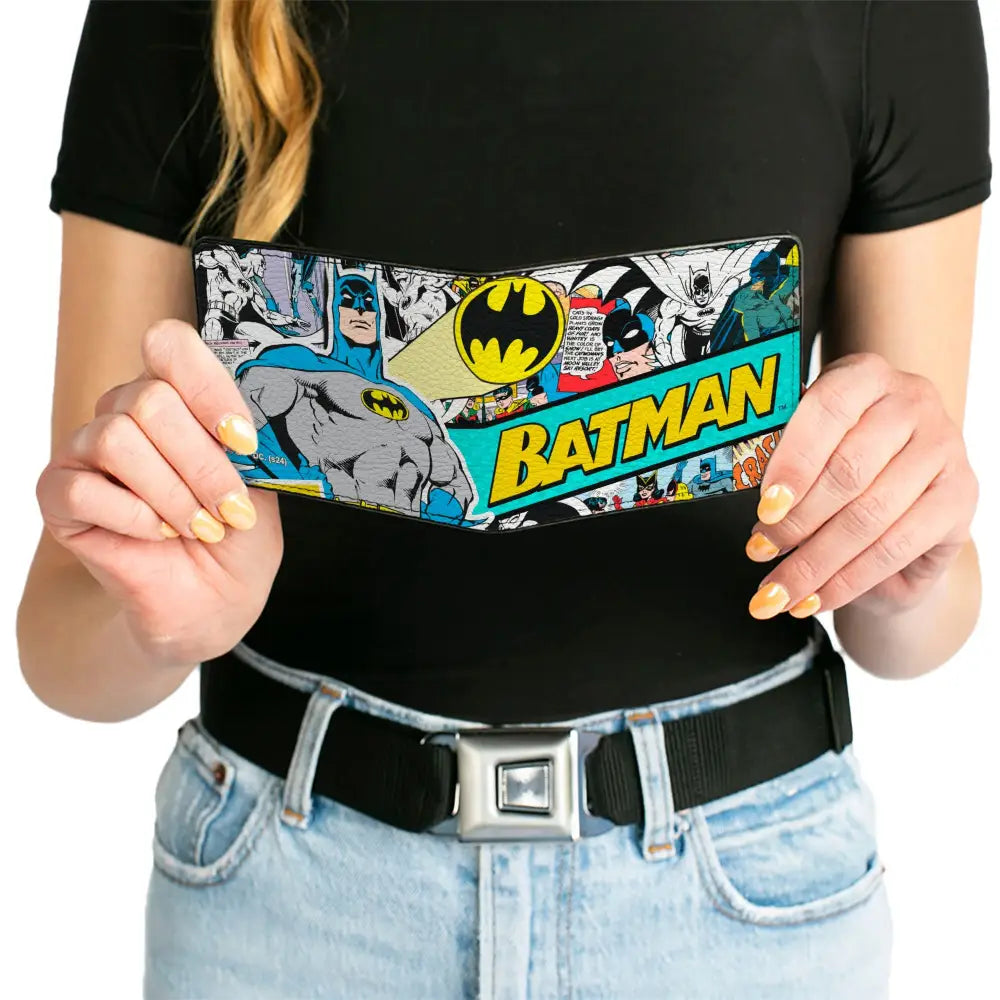 Bi-Fold Wallet - BATMAN 75 Classic Comic Book Panels Collage Multi Color Bi-Fold Wallets
