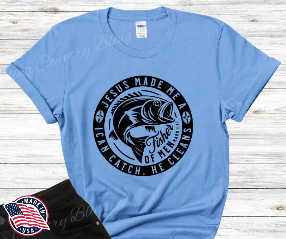 I Catch He Cleans – Multi Small / Blue Shirt