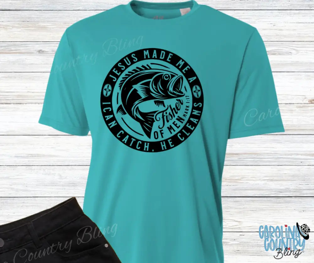 I Catch He Cleans – Multi Small / Teal Shirt