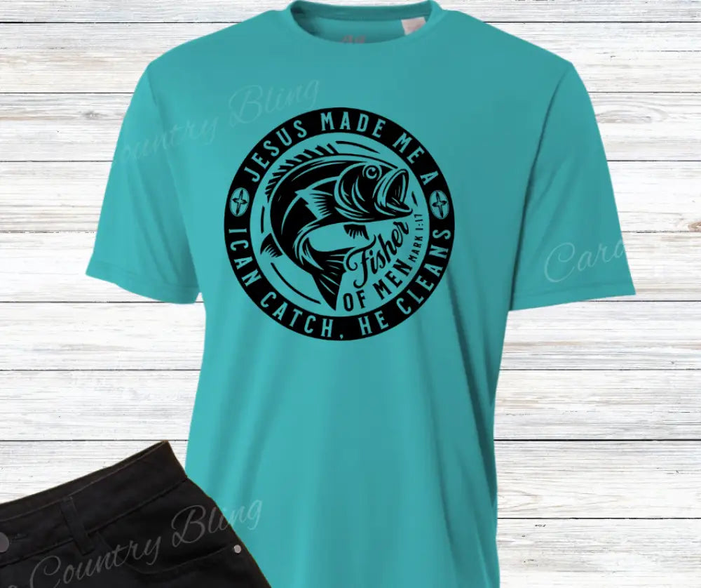 I Catch He Cleans – Multi Small / Teal Shirt