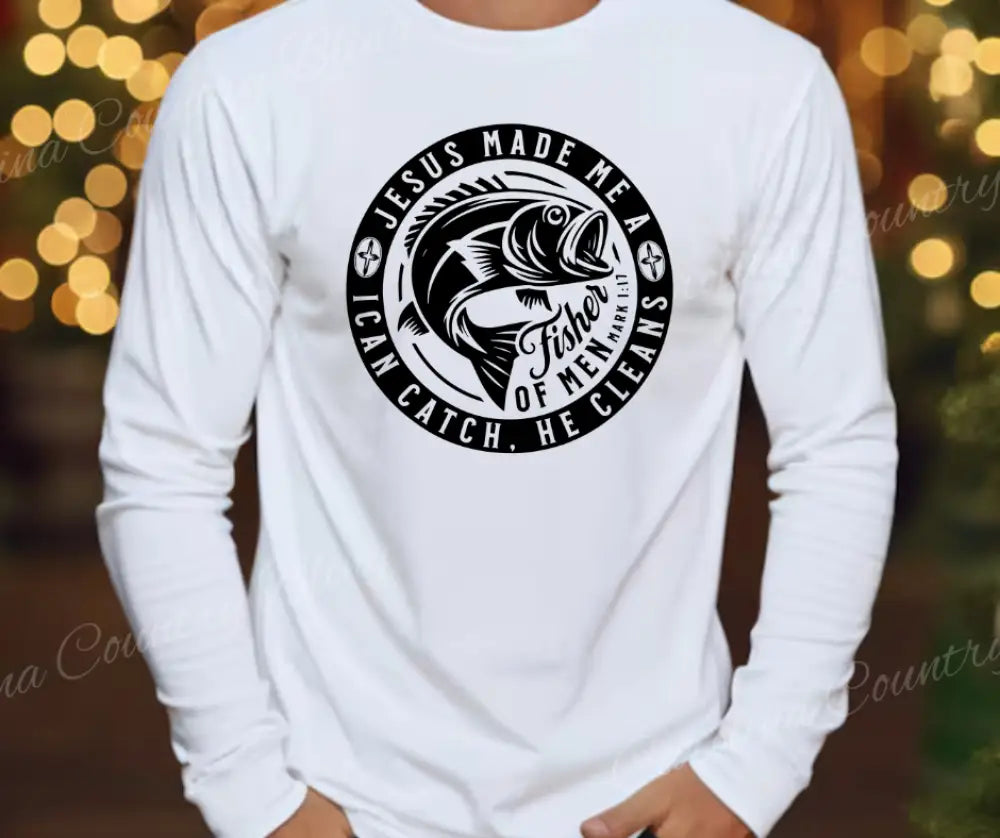 I Catch He Cleans – Multi Small / White Long Sleeve Shirt