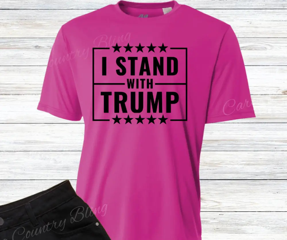 I Stand with Trump – Multi Small / Short / Fuchsia Shirt