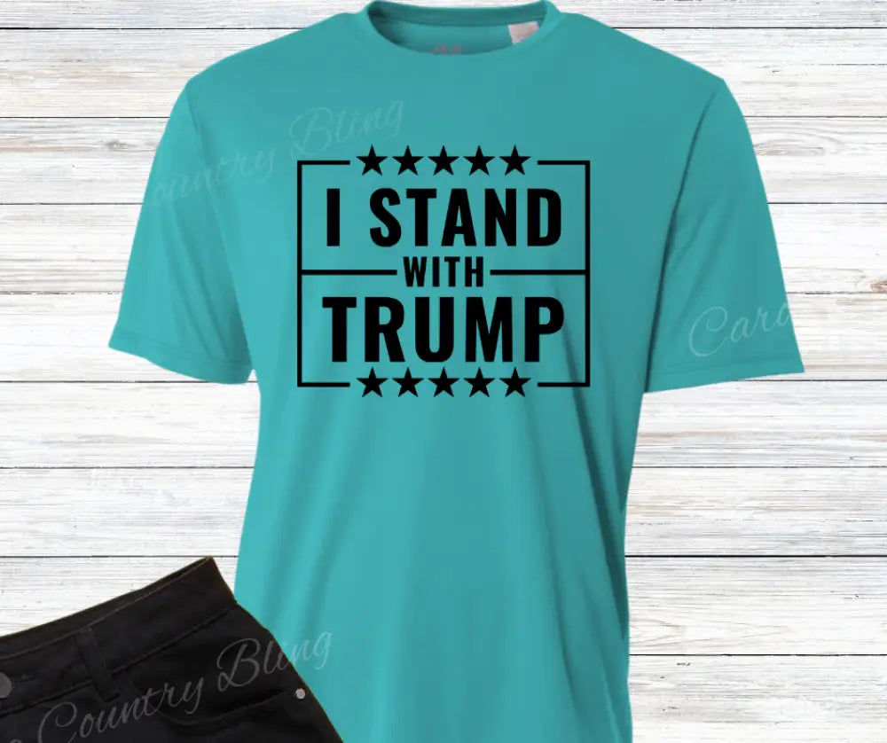 I Stand with Trump – Multi Small / Short / Teal Shirt
