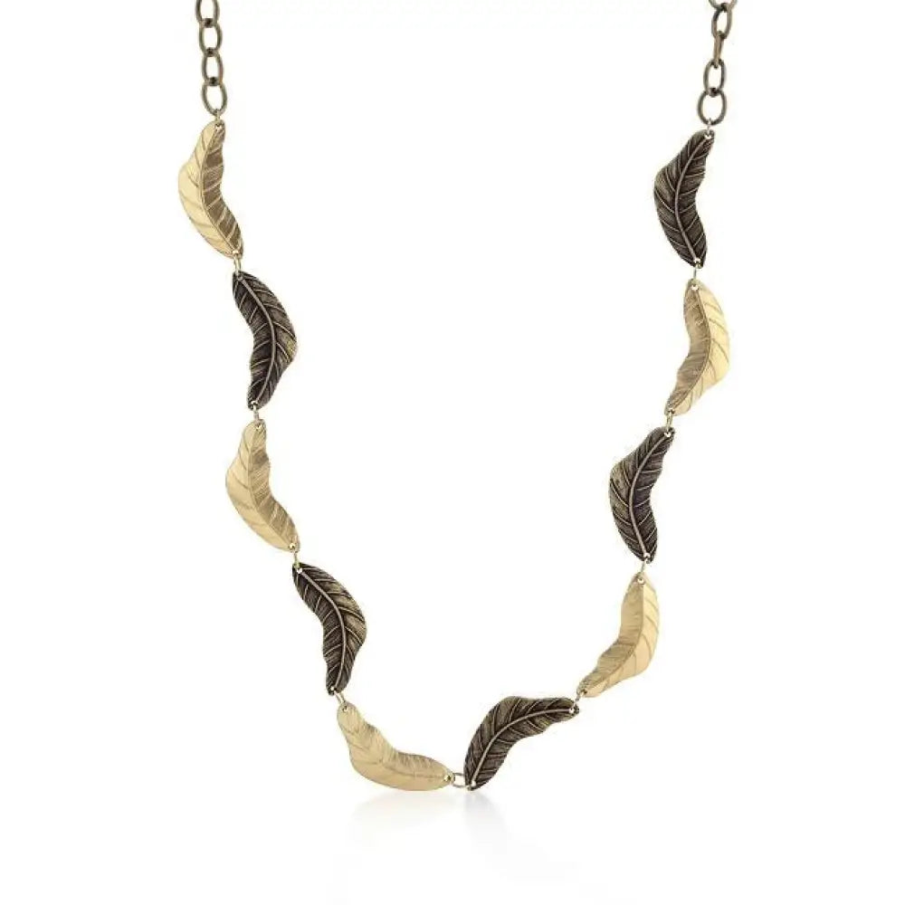 Vintage Leaf Two-tone Finish Necklace - Necklaces