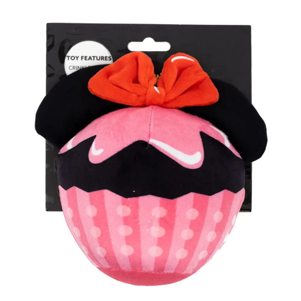 Dog Toy Squeaker Plush - Minnie Mouse Cupcake with Ears and Bow Dog Toy Squeaky Plush