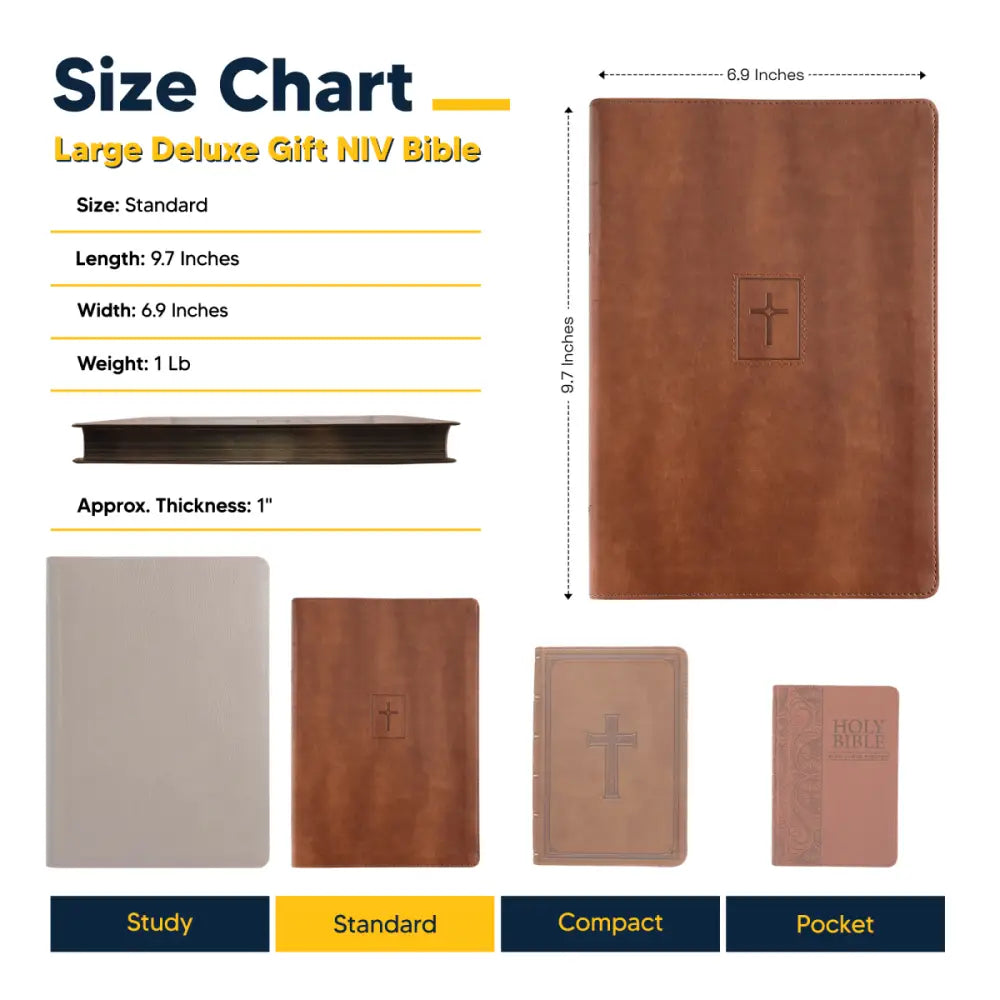 NIV Standard Size Thinline Holy Bible Large Print Brown Bible