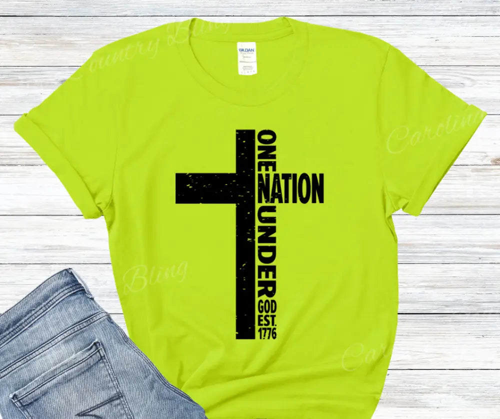 One Nation - Multi Small / Short / Neon Green Shirt