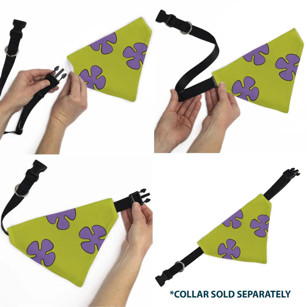 Pet Bandana - Patrick Star Shorts Flower Icon Green/Lavender - Pet Bandanas