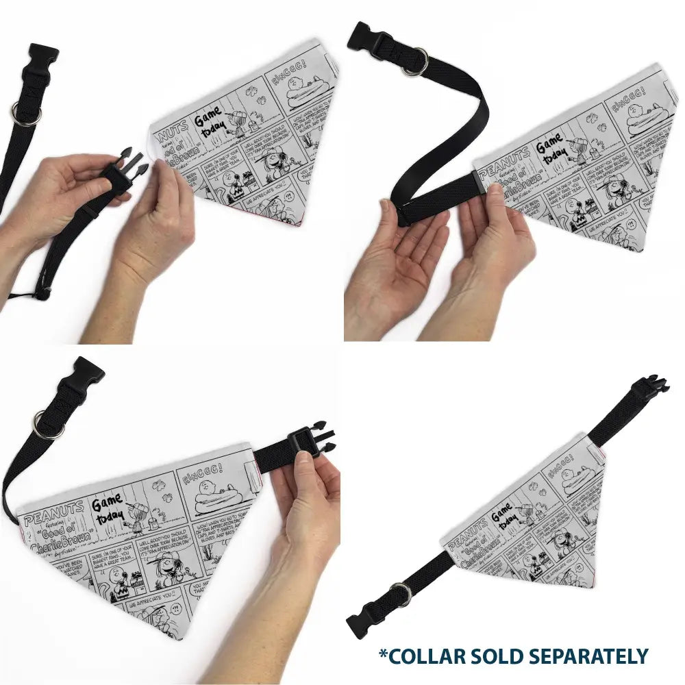 Pet Bandana - PEANUTS Good Ol Charlie Brown Comic Scene Blocks White/Black Pet Bandanas