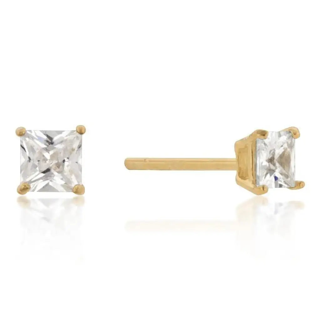 Princess Cut - Gold - Earrings