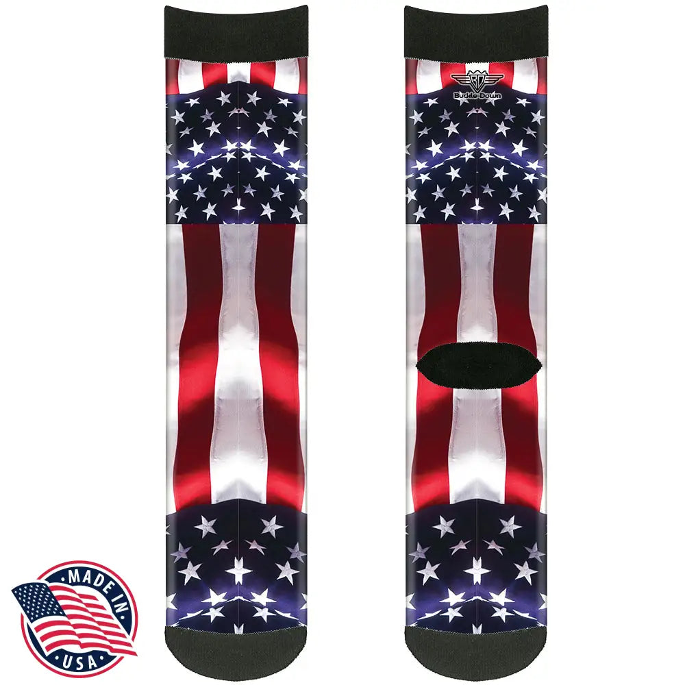 Sock Pair - Polyester - American Flag Vivid C/U - CREW Socks