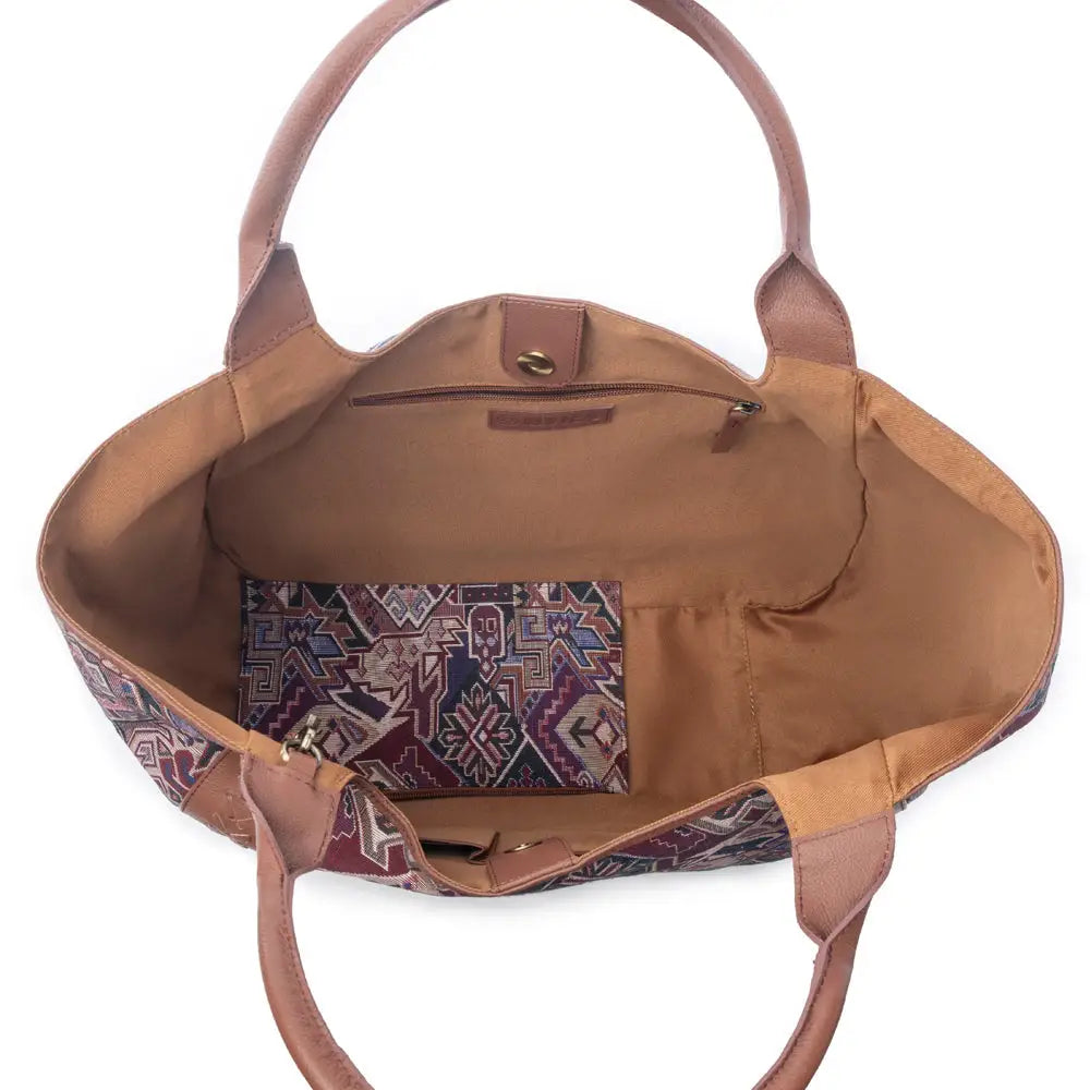 Myra Savannah Moon Jacquard Tote Bag in Plum Shadow - Plum Shadow - Bags