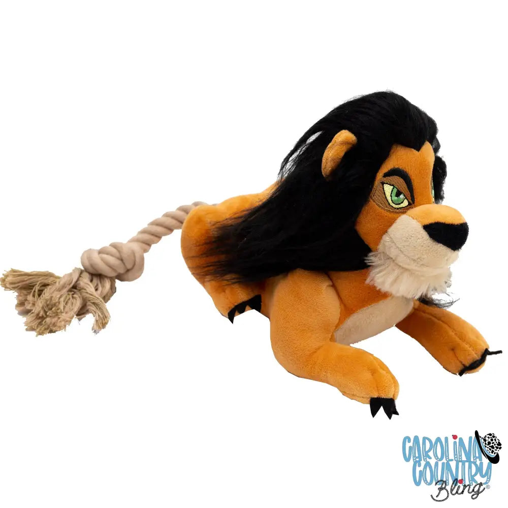 Dog Toy Squeaker Plush - Disney The Lion King Scar Full Body Pose with Rope Tail Dog Toy Squeaky Plush
