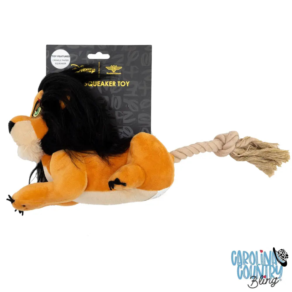 Dog Toy Squeaker Plush - Disney The Lion King Scar Full Body Pose with Rope Tail Dog Toy Squeaky Plush