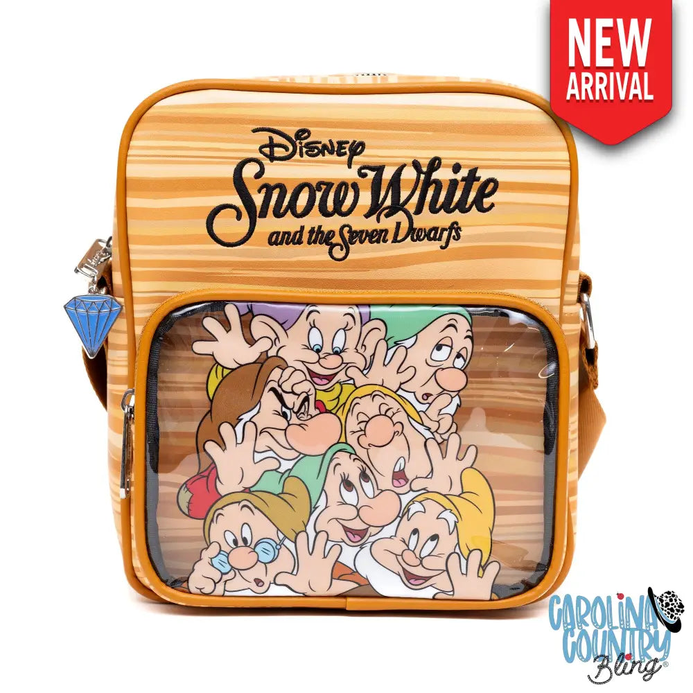 Disney Vegan Leather Cross Body Backpack with Adjustable Strap Snow White and the Seven Dwarfs Face Smash Group Pose
