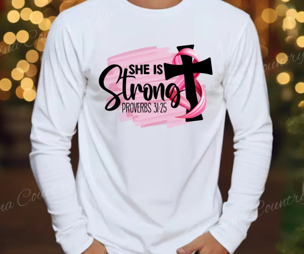 She is Strong – White Small / Long Shirt