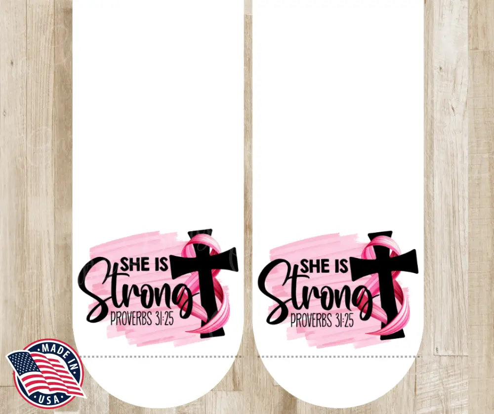 She is Strong – White Socks